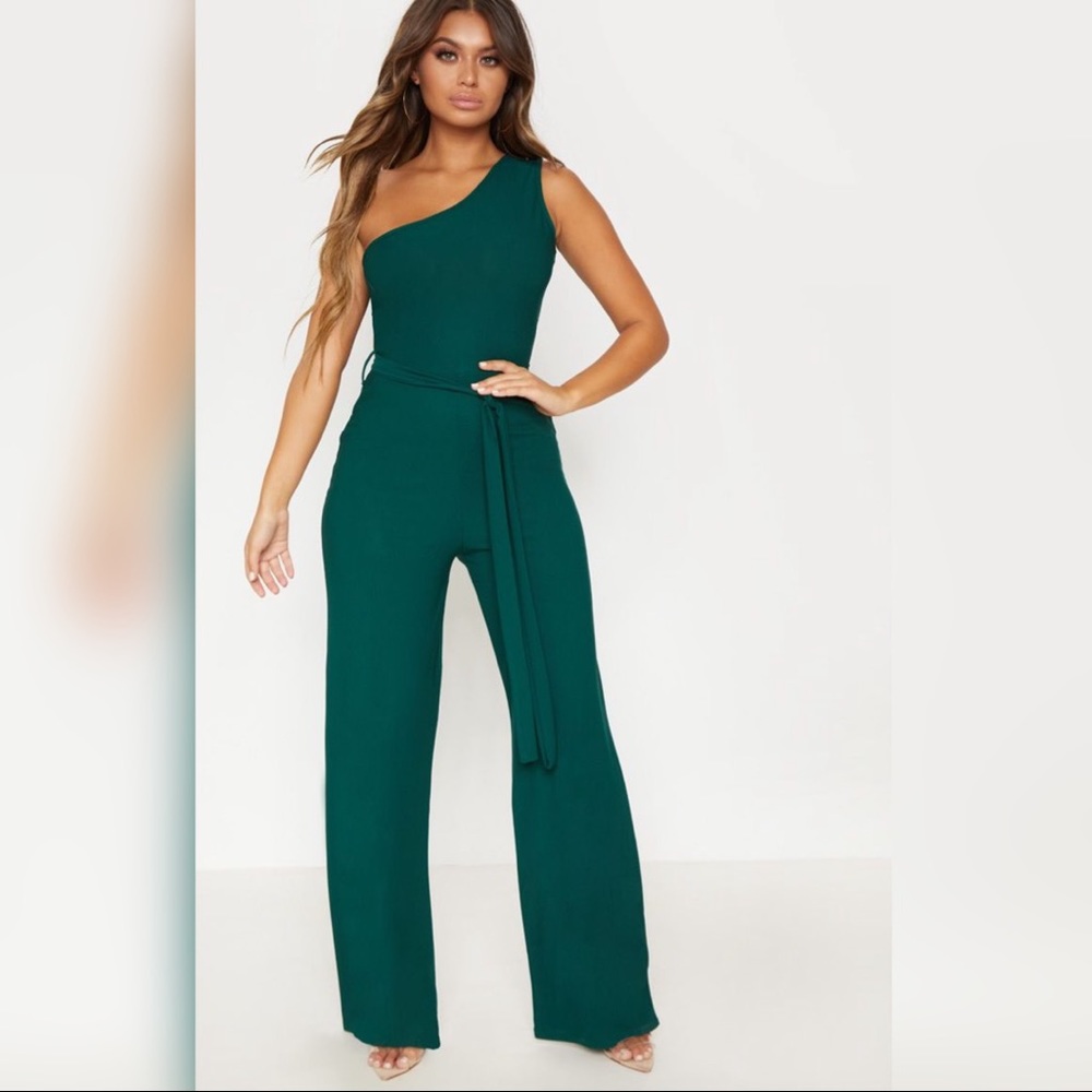 Green one shoulder jumpsuit